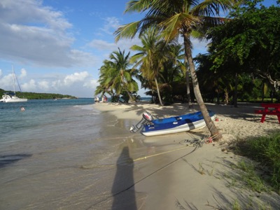 On the beach in Tobago Cays